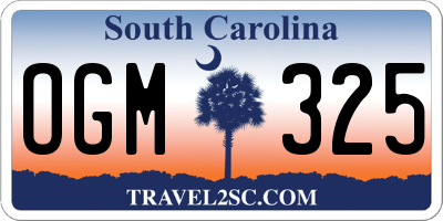 SC license plate OGM325