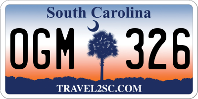 SC license plate OGM326