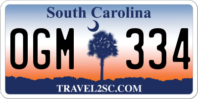 SC license plate OGM334