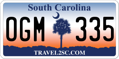 SC license plate OGM335
