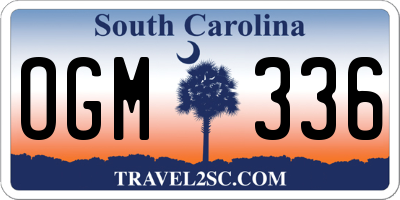 SC license plate OGM336