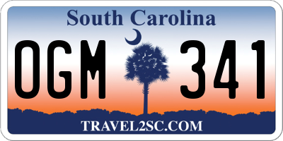 SC license plate OGM341