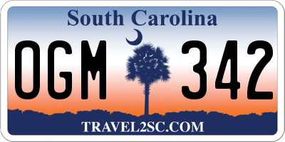 SC license plate OGM342