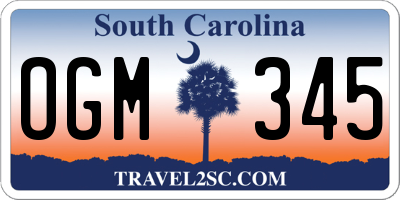 SC license plate OGM345