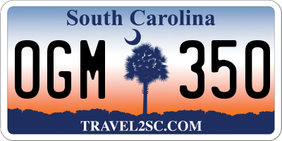 SC license plate OGM350