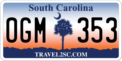 SC license plate OGM353