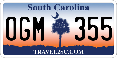 SC license plate OGM355