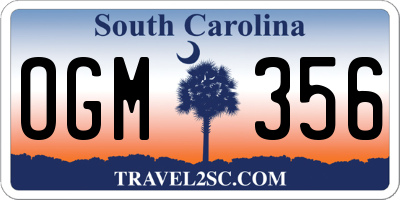 SC license plate OGM356