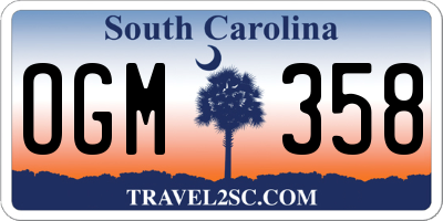 SC license plate OGM358