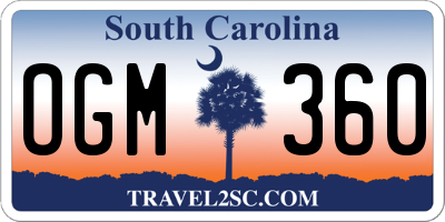 SC license plate OGM360