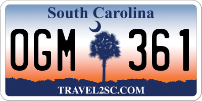 SC license plate OGM361