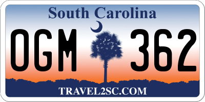 SC license plate OGM362