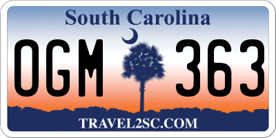 SC license plate OGM363
