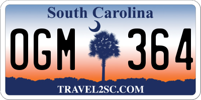 SC license plate OGM364