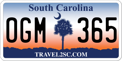 SC license plate OGM365