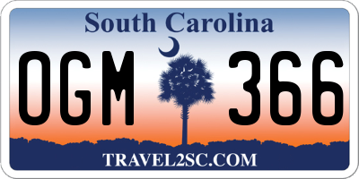 SC license plate OGM366
