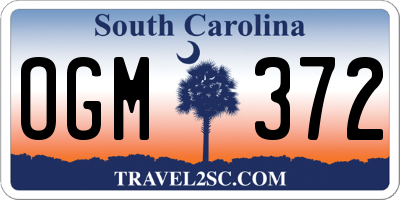 SC license plate OGM372