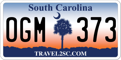SC license plate OGM373