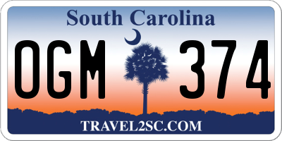 SC license plate OGM374