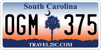 SC license plate OGM375