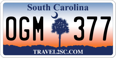 SC license plate OGM377