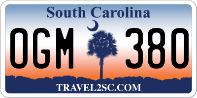 SC license plate OGM380