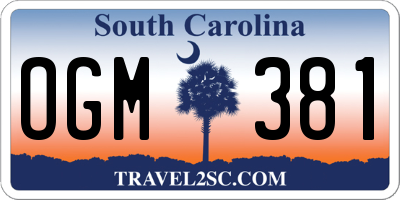 SC license plate OGM381