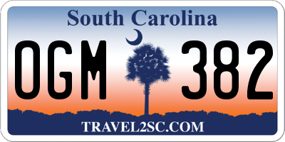 SC license plate OGM382