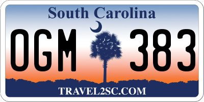 SC license plate OGM383