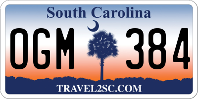 SC license plate OGM384