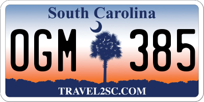 SC license plate OGM385