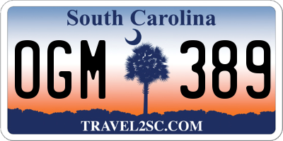 SC license plate OGM389