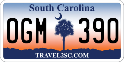 SC license plate OGM390