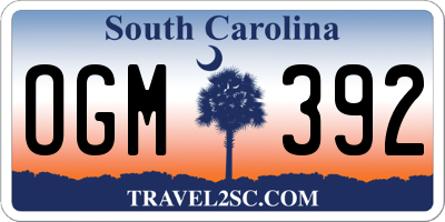 SC license plate OGM392