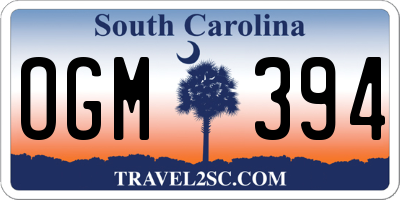 SC license plate OGM394