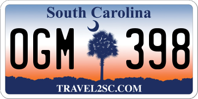 SC license plate OGM398