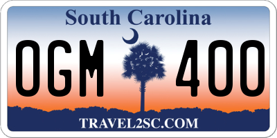 SC license plate OGM400