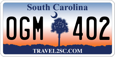 SC license plate OGM402