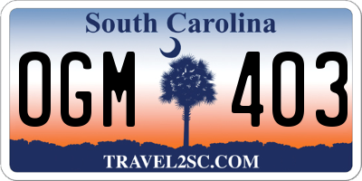 SC license plate OGM403
