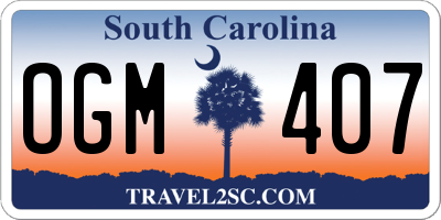 SC license plate OGM407