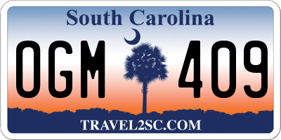 SC license plate OGM409