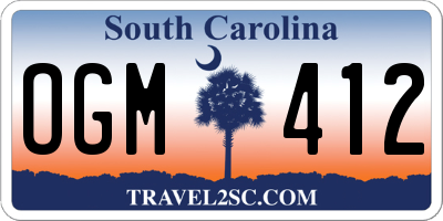 SC license plate OGM412