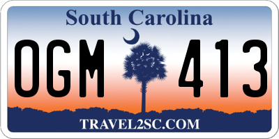 SC license plate OGM413