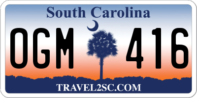SC license plate OGM416