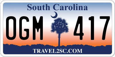 SC license plate OGM417
