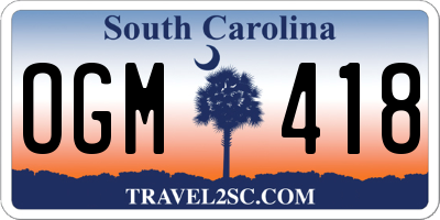 SC license plate OGM418