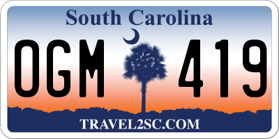 SC license plate OGM419