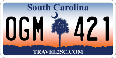 SC license plate OGM421