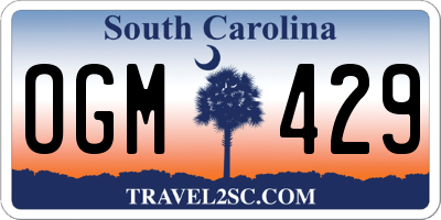 SC license plate OGM429