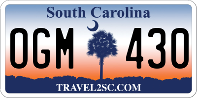 SC license plate OGM430